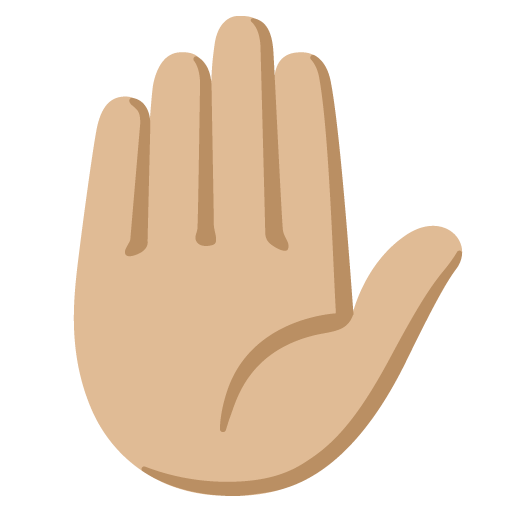 Google design of the raised hand: medium-light skin tone emoji verson:Noto Color Emoji 15.0