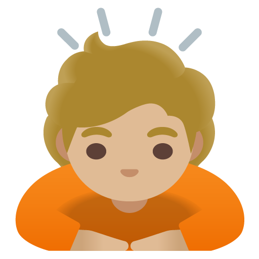 Google design of the person bowing: medium-light skin tone emoji verson:Noto Color Emoji 15.0