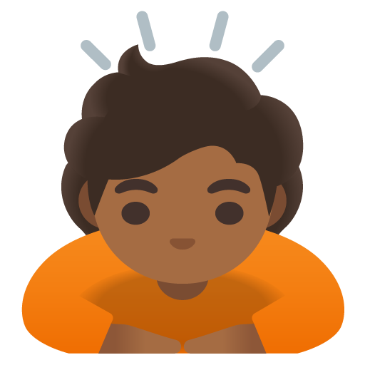 Google design of the person bowing: medium-dark skin tone emoji verson:Noto Color Emoji 15.0