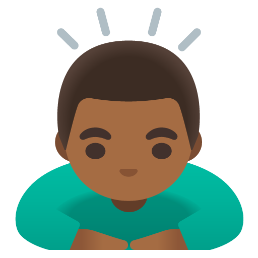 Google design of the man bowing: medium-dark skin tone emoji verson:Noto Color Emoji 15.0