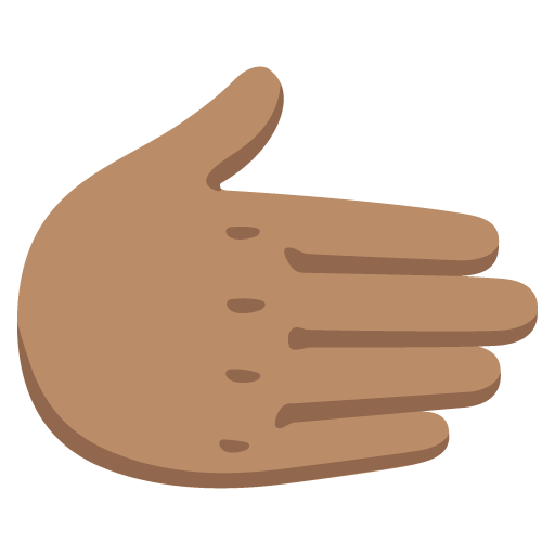 Google design of the rightwards hand: medium skin tone emoji verson:Noto Color Emoji 15.0