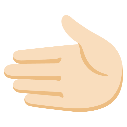 Google design of the leftwards hand: light skin tone emoji verson:Noto Color Emoji 15.0