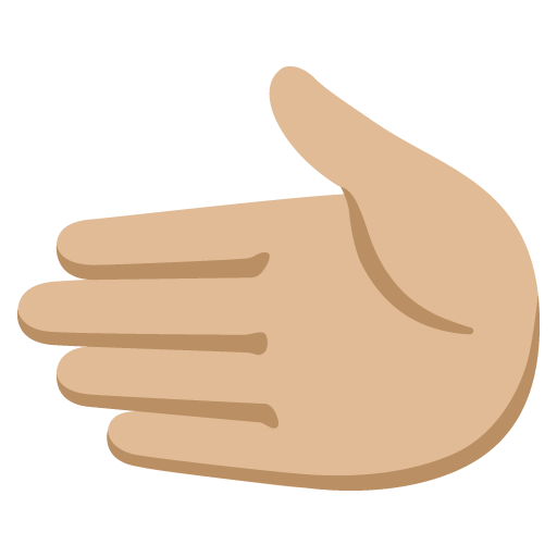 Google design of the leftwards hand: medium-light skin tone emoji verson:Noto Color Emoji 15.0