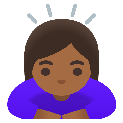 Google design of the woman bowing: medium-dark skin tone emoji verson:Noto Color Emoji 15.0