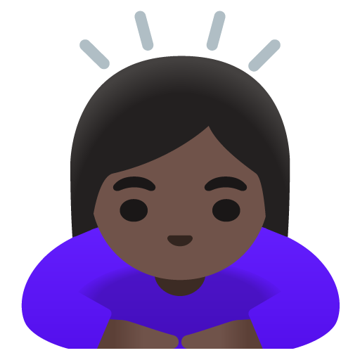 Google design of the woman bowing: dark skin tone emoji verson:Noto Color Emoji 15.0