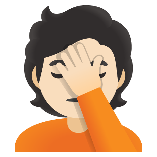 Google design of the person facepalming: light skin tone emoji verson:Noto Color Emoji 15.0