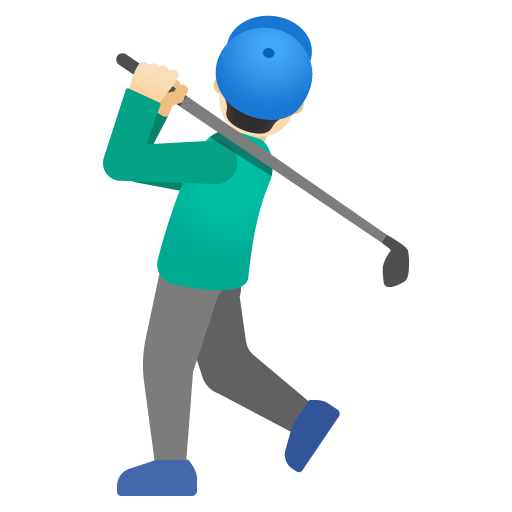 Google design of the man golfing: light skin tone emoji verson:Noto Color Emoji 15.0