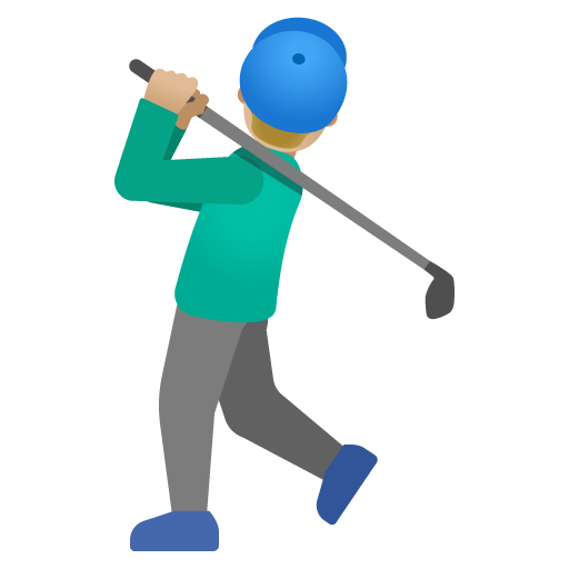 Google design of the man golfing: medium-light skin tone emoji verson:Noto Color Emoji 15.0