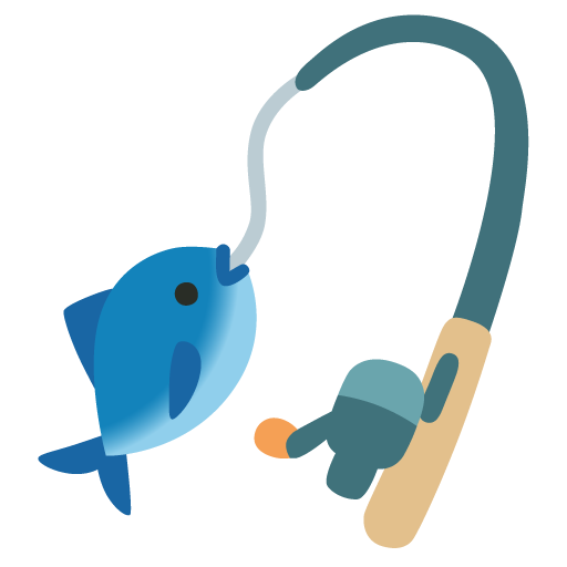 Google design of the fishing pole emoji verson:Noto Color Emoji 15.0