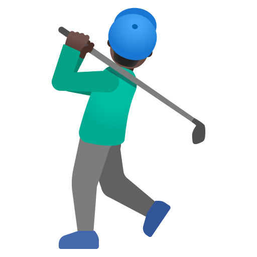 Google design of the man golfing: dark skin tone emoji verson:Noto Color Emoji 15.0