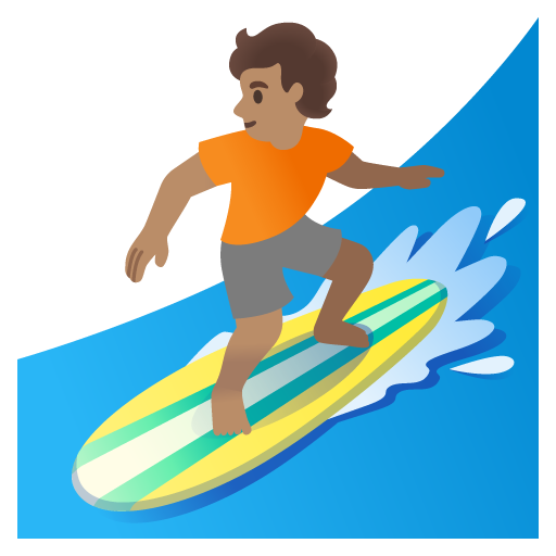 Google design of the person surfing: medium skin tone emoji verson:Noto Color Emoji 15.0
