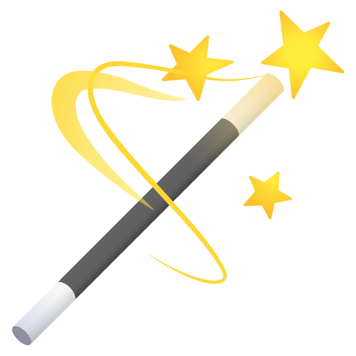 Google design of the magic wand emoji verson:Noto Color Emoji 15.0