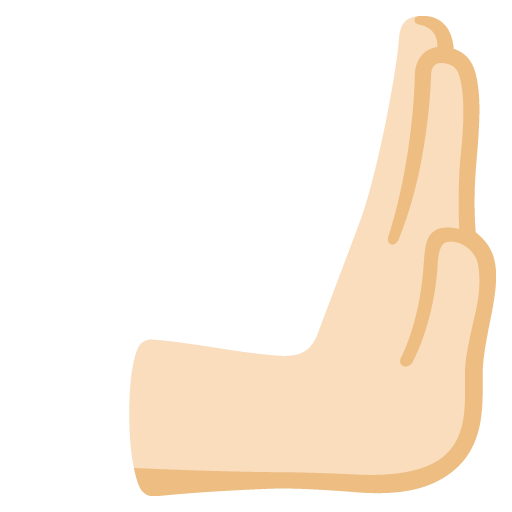 Google design of the rightwards pushing hand: light skin tone emoji verson:Noto Color Emoji 15.0