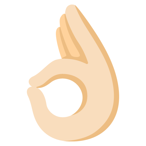 Google design of the OK hand: light skin tone emoji verson:Noto Color Emoji 15.0