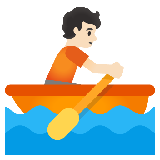 Google design of the person rowing boat: light skin tone emoji verson:Noto Color Emoji 15.0