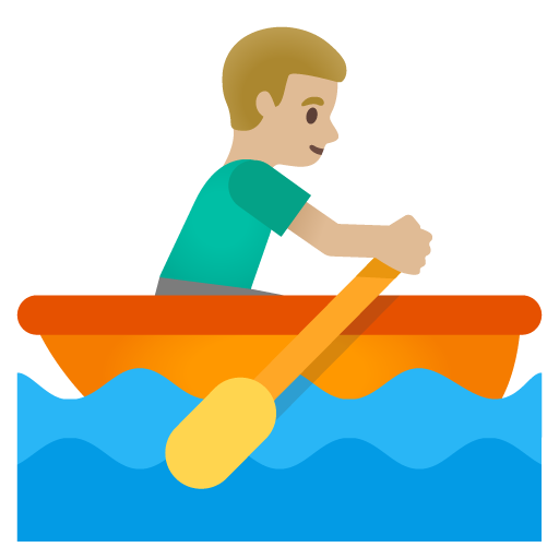 Google design of the man rowing boat: medium-light skin tone emoji verson:Noto Color Emoji 15.0