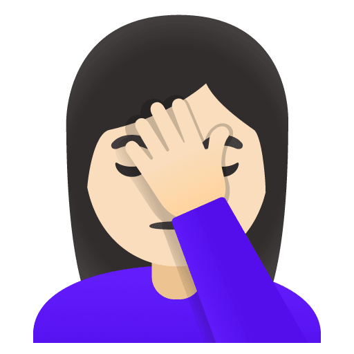 Google Google design of the woman facepalming: light skin tone emoji verson:Noto Color Emoji 15.0