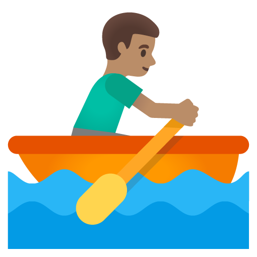 Google design of the man rowing boat: medium skin tone emoji verson:Noto Color Emoji 15.0