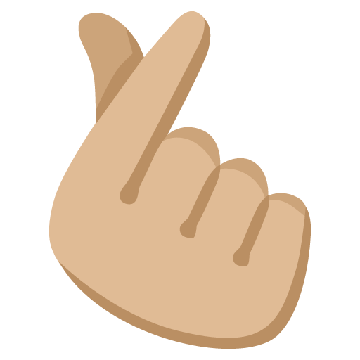Google design of the hand with index finger and thumb crossed: medium-light skin tone emoji verson:Noto Color Emoji 15.0