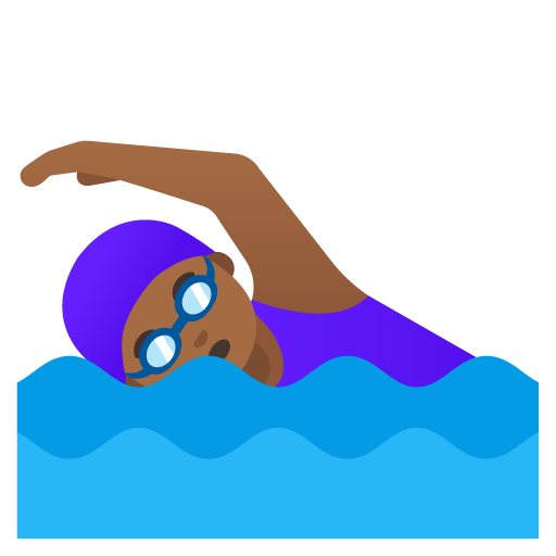 Google design of the woman swimming: medium-dark skin tone emoji verson:Noto Color Emoji 15.0