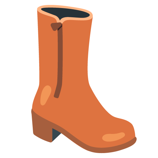 Google design of the woman’s boot emoji verson:Noto Color Emoji 15.0