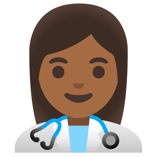 Google design of the woman health worker: medium-dark skin tone emoji verson:Noto Color Emoji 15.0