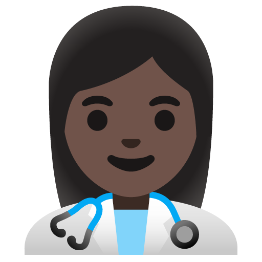 Google design of the woman health worker: dark skin tone emoji verson:Noto Color Emoji 15.0
