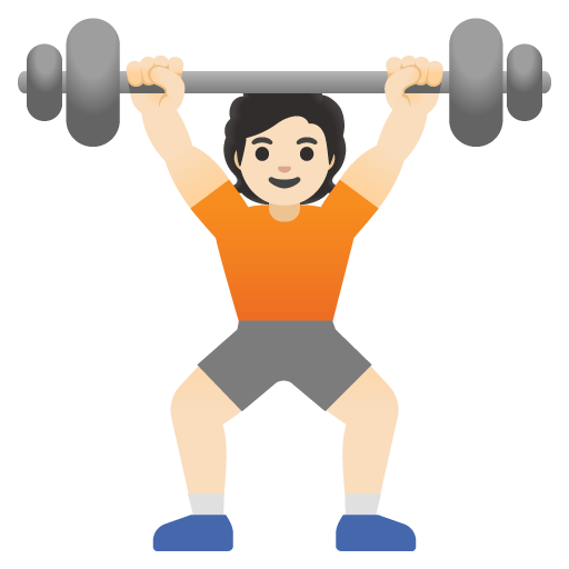 Google design of the person lifting weights: light skin tone emoji verson:Noto Color Emoji 15.0