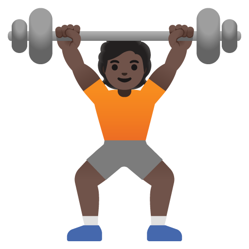 Google design of the person lifting weights: dark skin tone emoji verson:Noto Color Emoji 15.0
