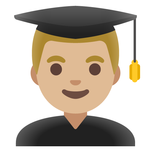 Google design of the man student: medium-light skin tone emoji verson:Noto Color Emoji 15.0