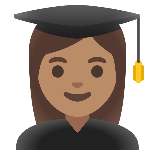 Google design of the woman student: medium skin tone emoji verson:Noto Color Emoji 15.0