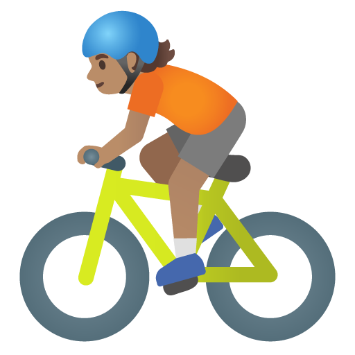Google design of the person biking: medium skin tone emoji verson:Noto Color Emoji 15.0