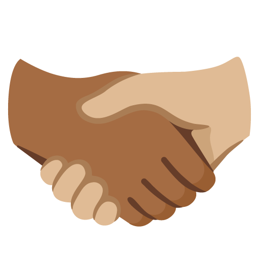 Google design of the handshake: medium-dark skin tone medium-light skin tone emoji verson:Noto Color Emoji 15.0