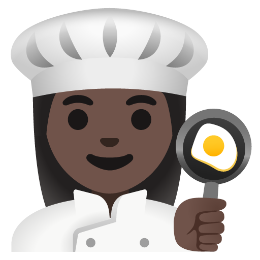 Google design of the woman cook: dark skin tone emoji verson:Noto Color Emoji 15.0