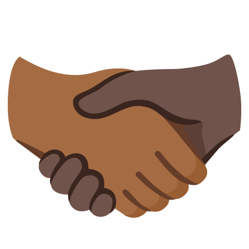 Google design of the handshake: medium-dark skin tone dark skin tone emoji verson:Noto Color Emoji 15.0