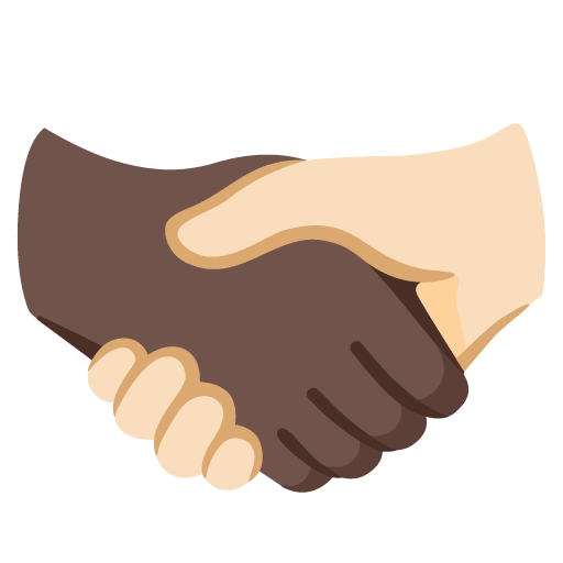 Google design of the handshake: dark skin tone light skin tone emoji verson:Noto Color Emoji 15.0