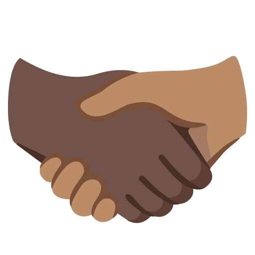 Google design of the handshake: dark skin tone medium skin tone emoji verson:Noto Color Emoji 15.0