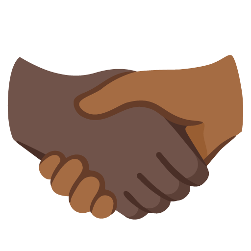 Google design of the handshake: dark skin tone medium-dark skin tone emoji verson:Noto Color Emoji 15.0