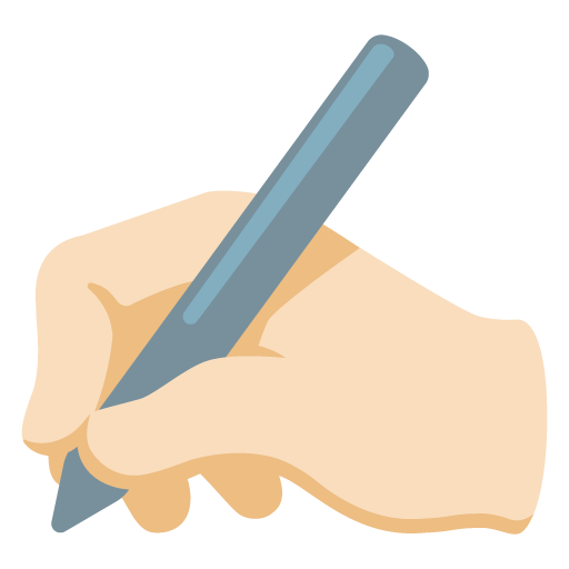Google design of the writing hand: light skin tone emoji verson:Noto Color Emoji 15.0