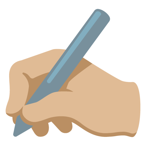 Google design of the writing hand: medium-light skin tone emoji verson:Noto Color Emoji 15.0