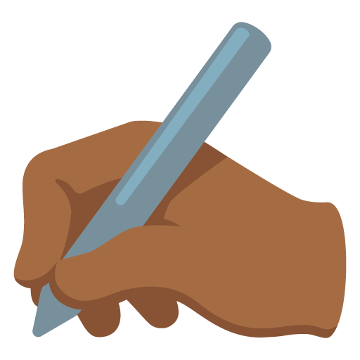 Google design of the writing hand: medium-dark skin tone emoji verson:Noto Color Emoji 15.0