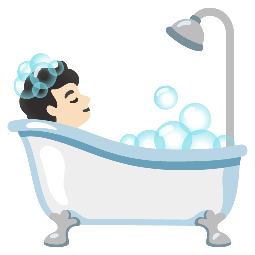 Google design of the person taking bath: light skin tone emoji verson:Noto Color Emoji 15.0