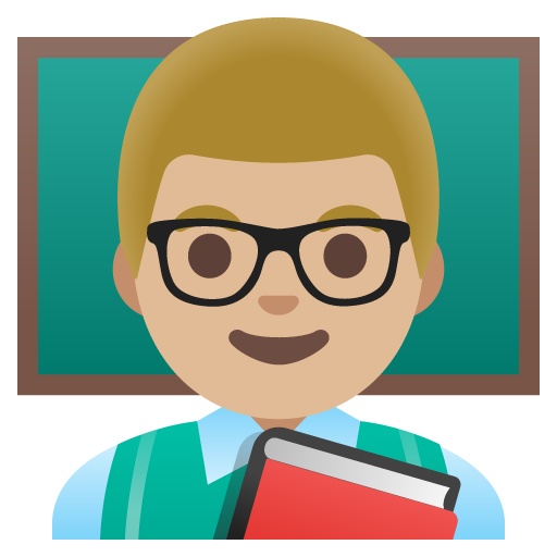 Google design of the man teacher: medium-light skin tone emoji verson:Noto Color Emoji 15.0