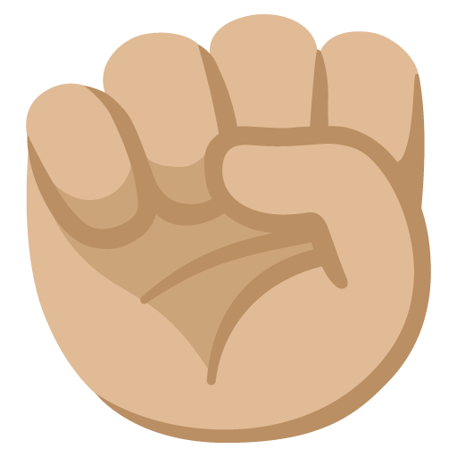 Google design of the raised fist: medium-light skin tone emoji verson:Noto Color Emoji 15.0