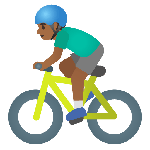 Google Google design of the man biking: medium-dark skin tone emoji verson:Noto Color Emoji 15.0