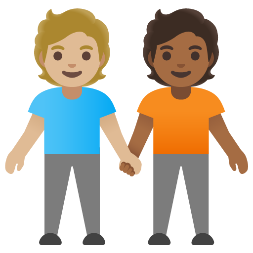 Google design of the people holding hands: medium-light skin tone medium-dark skin tone emoji verson:Noto Color Emoji 15.0