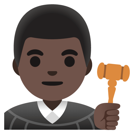 Google Google design of the man judge: dark skin tone emoji verson:Noto Color Emoji 15.0