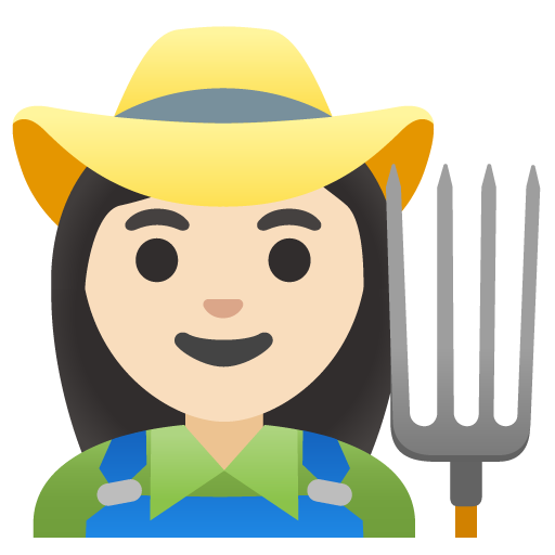 Google design of the woman farmer: light skin tone emoji verson:Noto Color Emoji 15.0