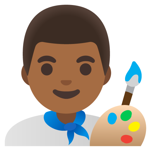 Google design of the man artist: medium-dark skin tone emoji verson:Noto Color Emoji 15.0
