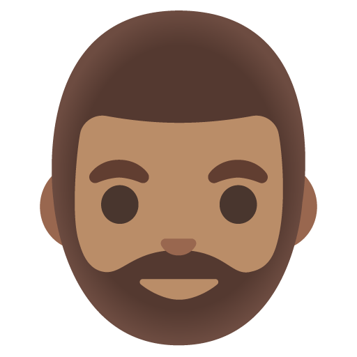Google design of the man: medium skin tone beard emoji verson:Noto Color Emoji 15.0